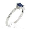 NEW 14K White Gold 0.63 ctw Square Step Cut Sapphire Solitaire & Diamond Ring