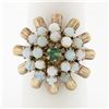 Antique 14k Rosy Yellow Gold 0.20 ctw Emerald Opal Open Spray Cluster Platter Ri