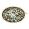 Image 1 : Vintage Mid Century 14k Gold Oval Cut Bezel Iridescent Abalone Shell Pin Brooch