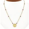 Image 1 : 16.5 14k Gold Ruby by the Yard Chain w/ 18k Cherub Angel Round Pendant Necklace