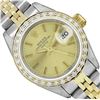 Image 1 : Rolex Ladies Two Tone Gold And Steel Champagne Index Diamond Bezel Date Wristwat