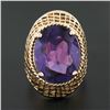 Image 2 : Vintage 14k Gold Oval Synthetic Alexandrite Crisscross Open Work Solitaire Ring