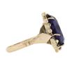Image 5 : Vintage 12k Gold 15mm Round Synthetic Purple Stone Solitaire Ring w/ Bead Frame