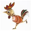 Image 1 : Vintage 14k Gold Banded Agate & Multicolor Enamel Running Rooster Pin Brooch