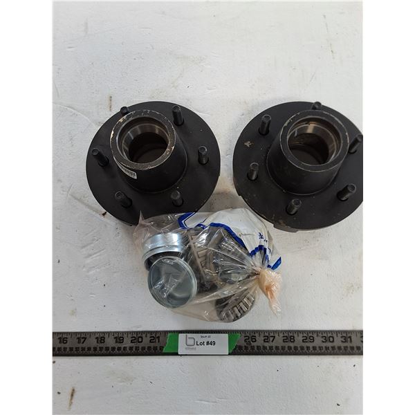 Pair of 6" Hubs, Bearings, Covers