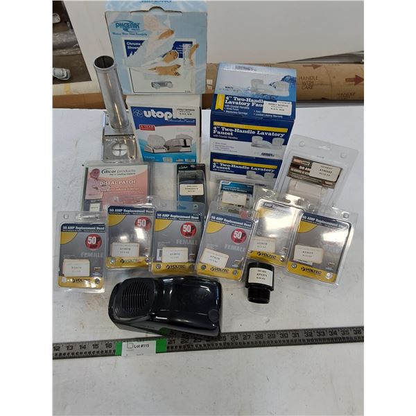 Assorted RV Parts (Faucets, Tapes, Hardware, Outlets)