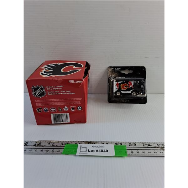 NHL Zamboni Ice Resurfacer Toy and NHL Calgary Flames Tissues