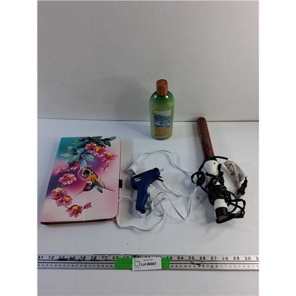 Shampoo, Tablet Case, Glue Gun and Hair Curler - As Is