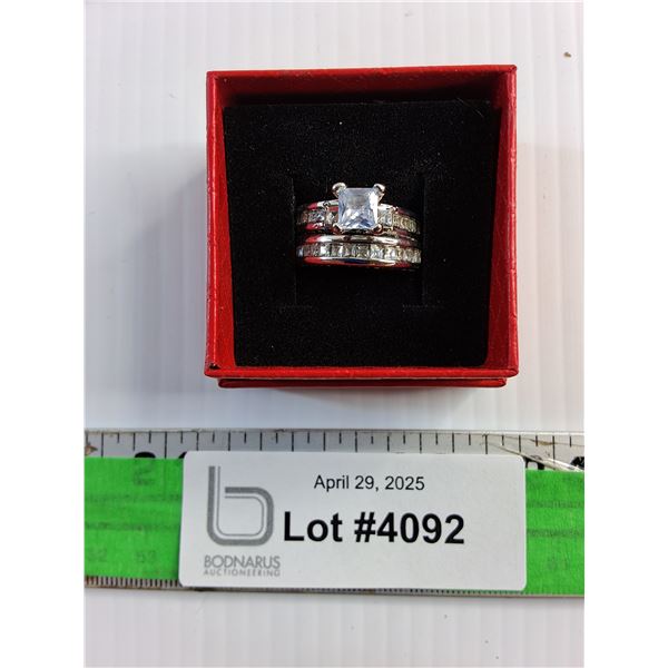 GRA Certified Moissanite D Color Silver Wedding Rings - Size 8, Authenticity Not Guaranteed