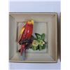 Image 4 : (2) Chalkware Parrot Pictures - 8.5" x 8.5"  - Some Wear