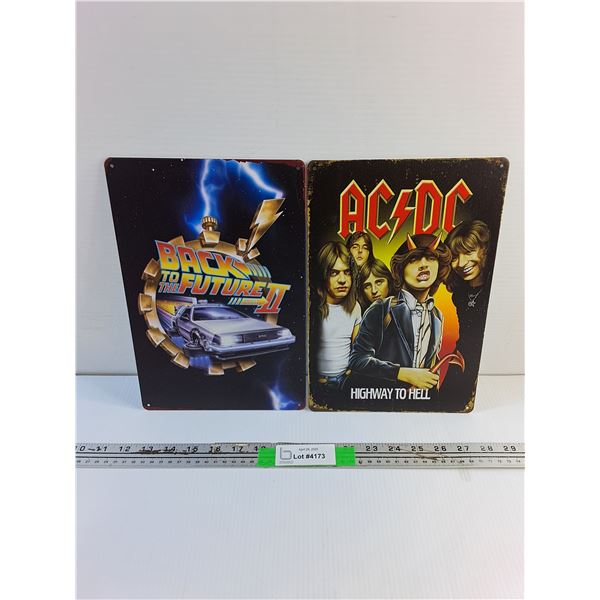 Back to the Future and AC/DC Wall Hanging Signs 12 x 8"