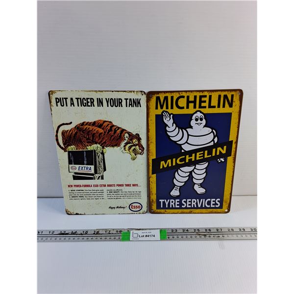 Esso & Michelin Wall Hanging Signs 12 x 8"