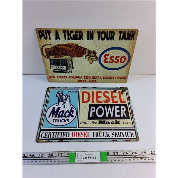 Esso and Mack Trucks Wall Hanging Signs 12 x 8"