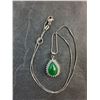 Image 2 : Silver Necklace with Green Stone Pendant