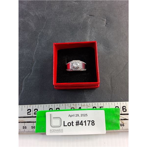 Silver Ring with Diamond - Size 11, Authenticity Not Guaranteed