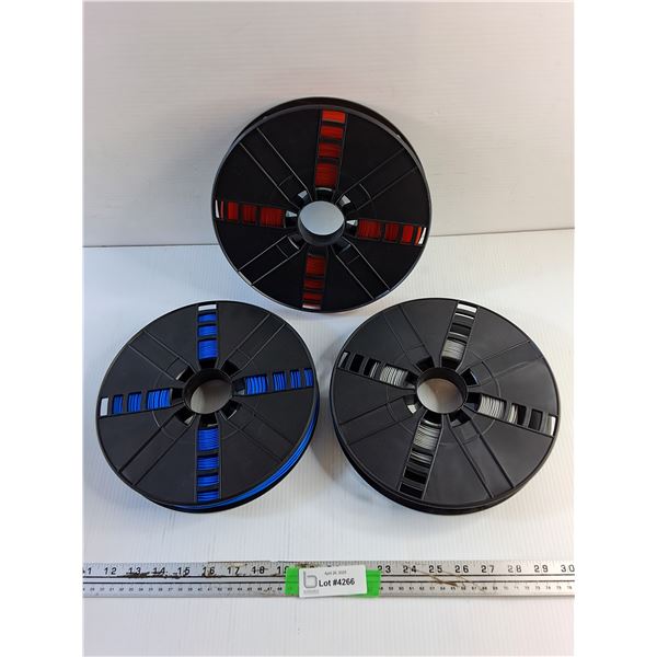 3D Printing Filaments - Red, Gray and Blue