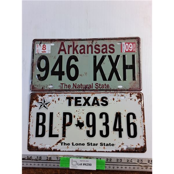 Arkansas & Texas Front Licence Plates
