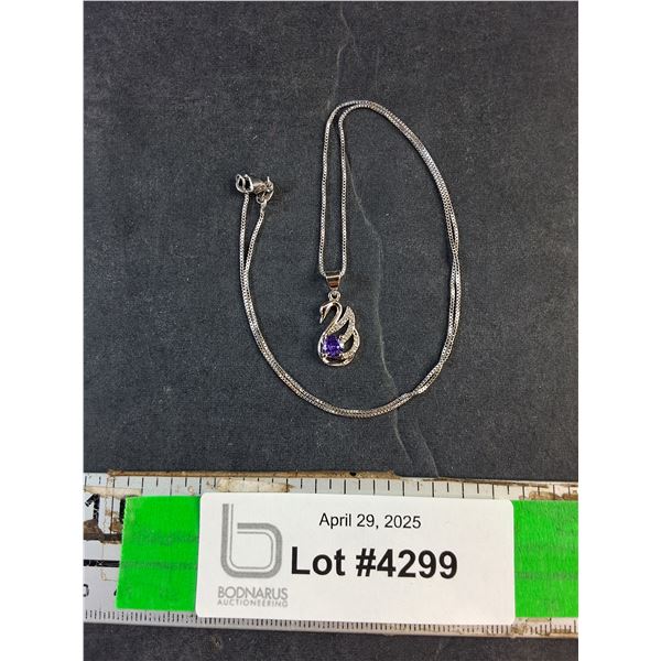 Silver Necklace with Purple Stone - Authenticity Not Guaranteed