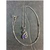 Image 2 : Silver Necklace with Purple Stone - Authenticity Not Guaranteed