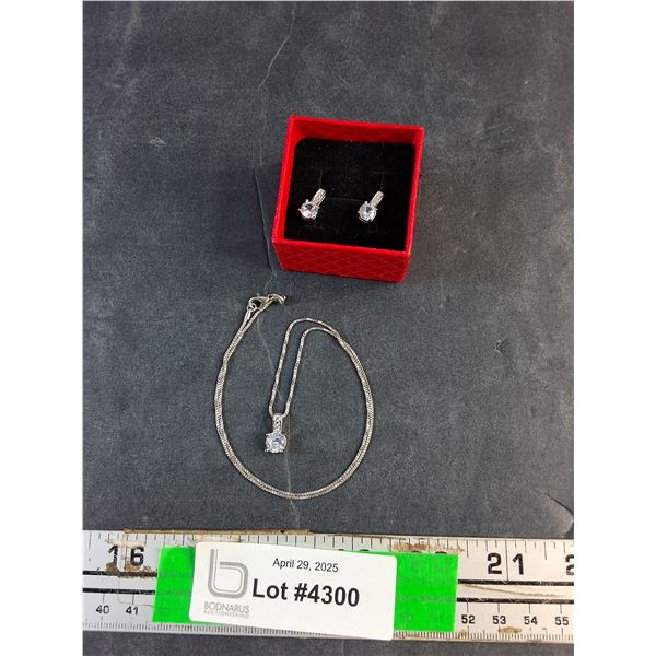 Silver Necklace and Earrings Set - Authenticity Not Guaranteed