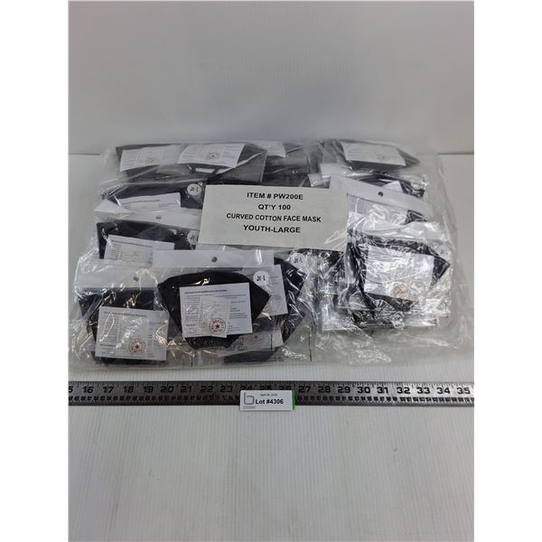 Case Bag of 100 Curved Cotton Youth Large Face Masks - Taped Shut