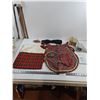 Image 1 : (2) Drapery Sconces, Tartan Apron, Cushioned Travel Case, Umbrella, Outlet Plate