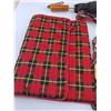 Image 4 : (2) Drapery Sconces, Tartan Apron, Cushioned Travel Case, Umbrella, Outlet Plate