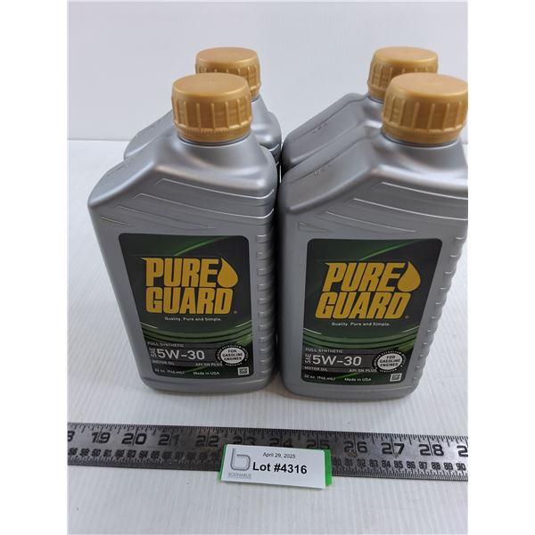 (4) Pure Guard 5W-30 Motor Oil - Sealed - Cannot Ship!