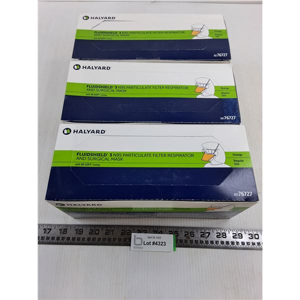 (3) Boxes of 35 Halyard Fluidshield N95 Respirators/Surgical Masks - NIB