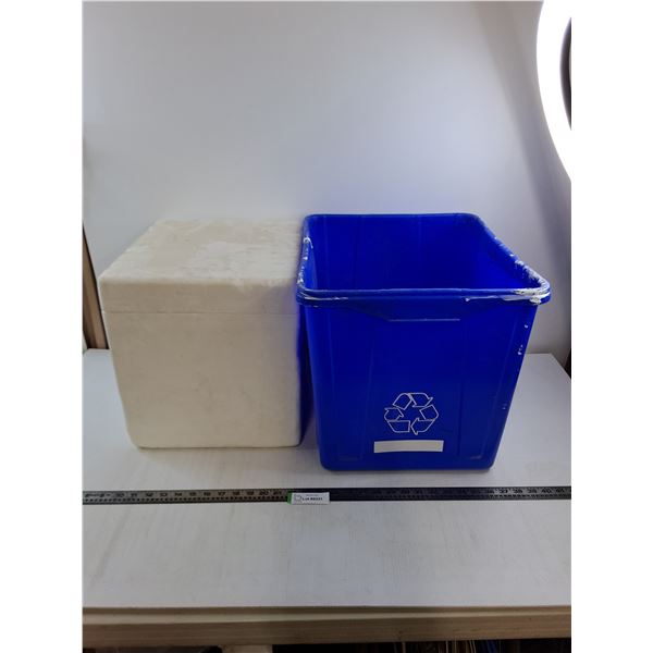 (2) Totes (Styrofoam 15" x 13" x 14" & Recycle 16" x 13" x 15" - As is)