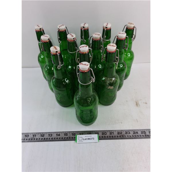 (13) Vintage Glass Grolsch Bottles
