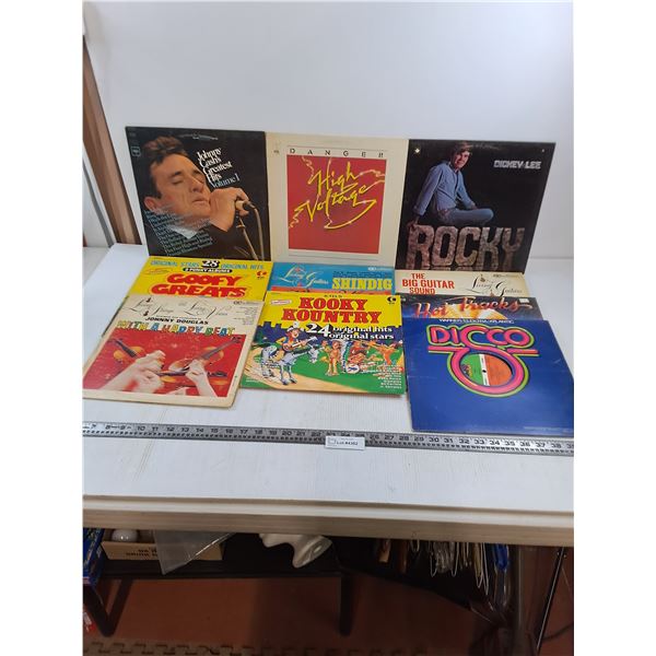 (10) Vinyl Records (Johnny Cash, Kooky Country, Big Guitar Sound)