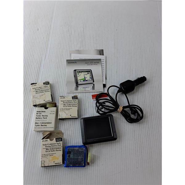 Garmin Nuvi 205 GPS-Untested, Vintage Cassette Recorder, (4) 4.8 Volt Batteries