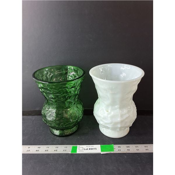 (2) E.O. Brody Glass Vases- 8" Tall