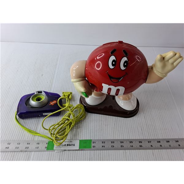 M&M Candy Dispenser 8.5" Tall, Nickelodeon Camera & Cord- Untested