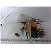 Image 1 : (5) Containers of Seashells, Fish Hooks, Small Plastic Tote, Misc.