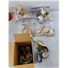 Image 2 : (5) Containers of Seashells, Fish Hooks, Small Plastic Tote, Misc.