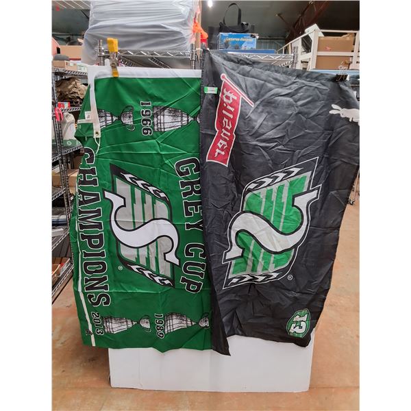 (2) Saskatchewan Roughriders Flags