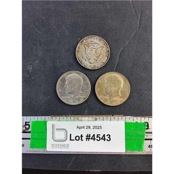 (3) Vintage US Half Dollar Coins