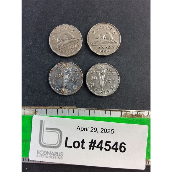 Vintage Canadian 5 Cents Coins
