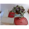 Image 5 : Rubbermaid & Tupperware Containers with Lids and Artificial Plant