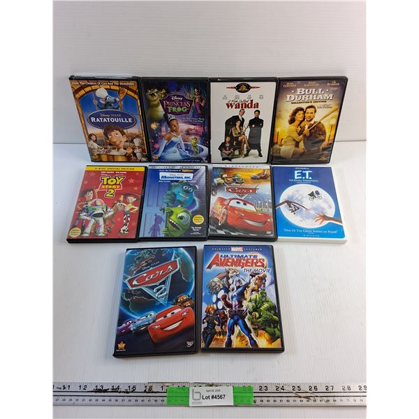 (10) DVD Movies - Cars 2, Toy Story and Ratatouille