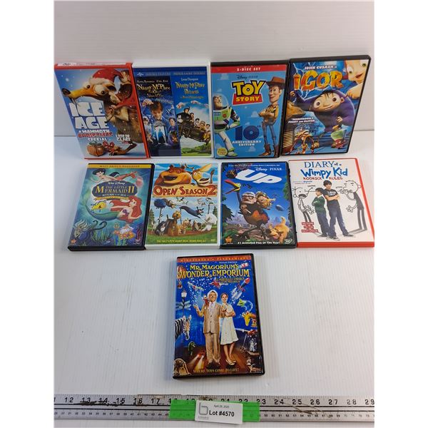 (9) DVD Movies - The Little Mermaid, Up and Ice Age