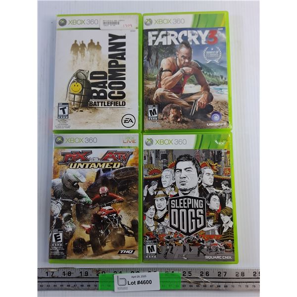 (4) Xbox 360 Games - Battlefield Bad Company, Far Cry 3 and Sleeping Dogs