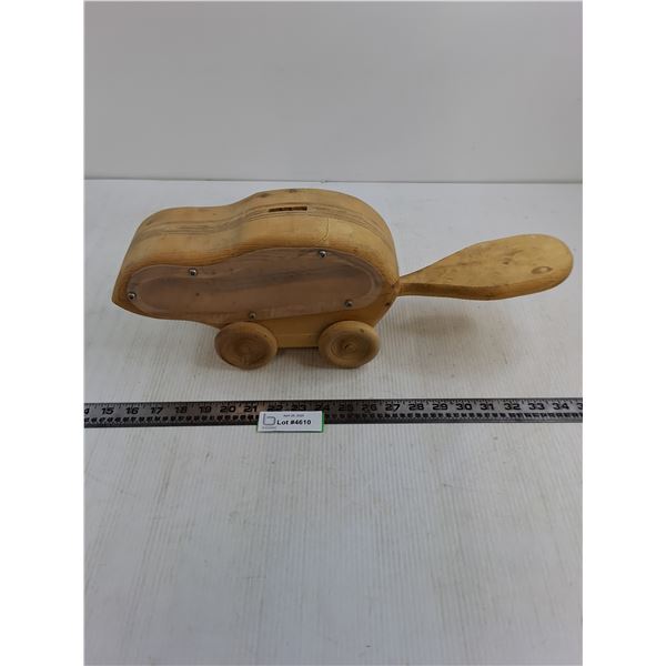 Wooden Beaver Coin Bank 19" x 5" x 7"