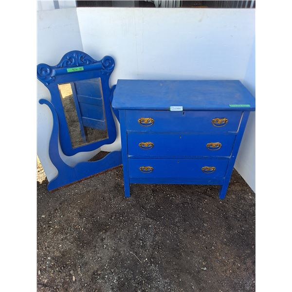 ** Vintage Wooden 3-Drawer Dresser with Attachable Mirror - Cannot Ship!