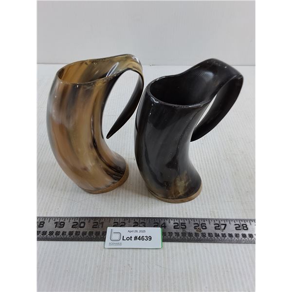(2) Horn Beer Steins