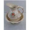 Image 2 : Large Ceramic Basin 16" Dia & Pitcher Set - 11" Tall
