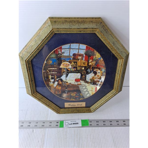 "Maggie the Messmaker" Framed Painted Plate by Charles Wysocki 13.75"