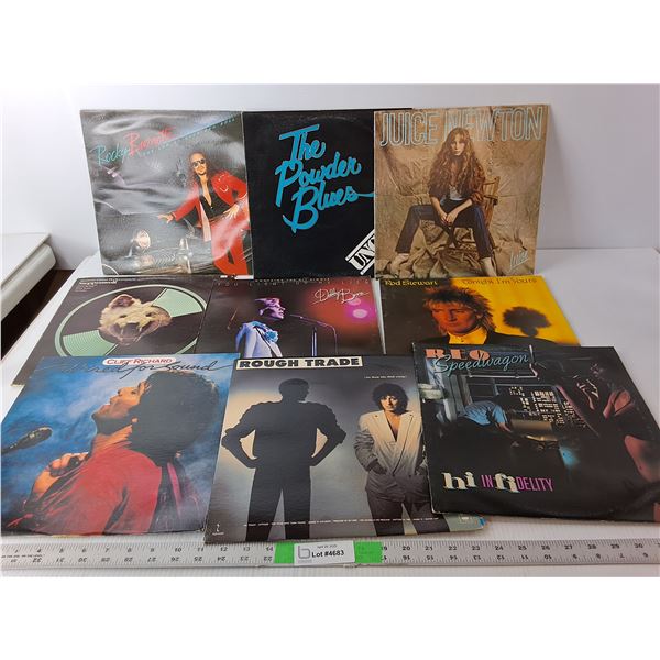 (9) Records- Rod Stewart, Cliff Richard, Juice Newton, Misc. Water Damage on Covers